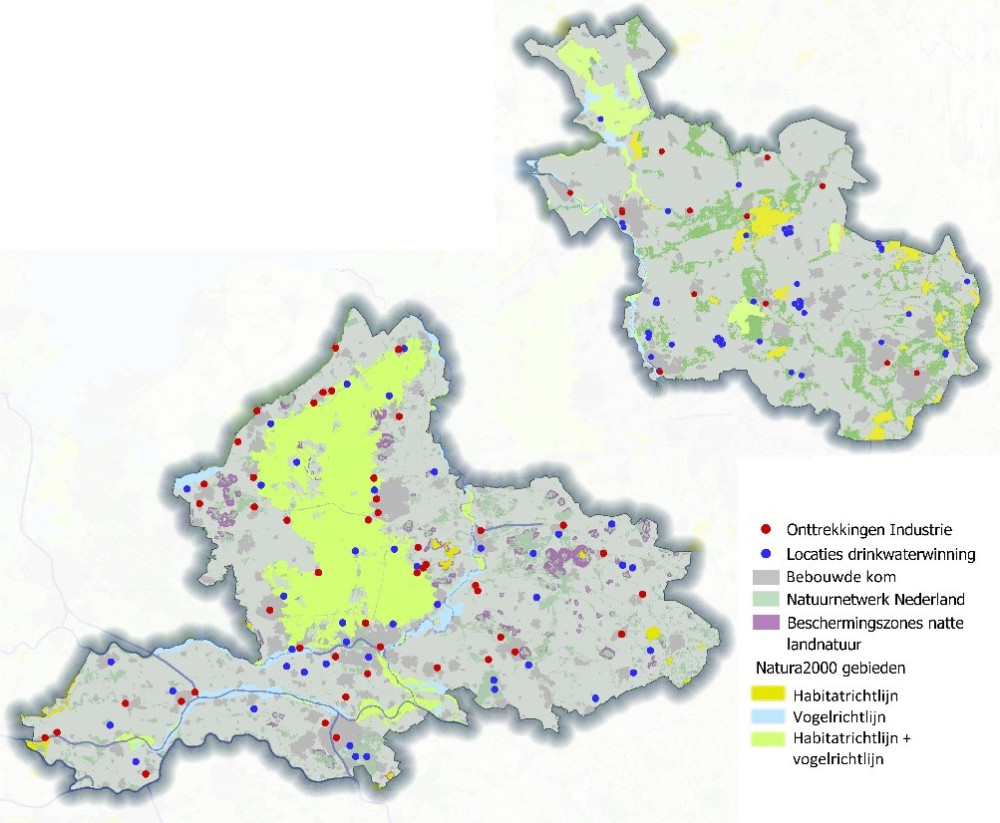Kaart grondwateronttrekkingen 