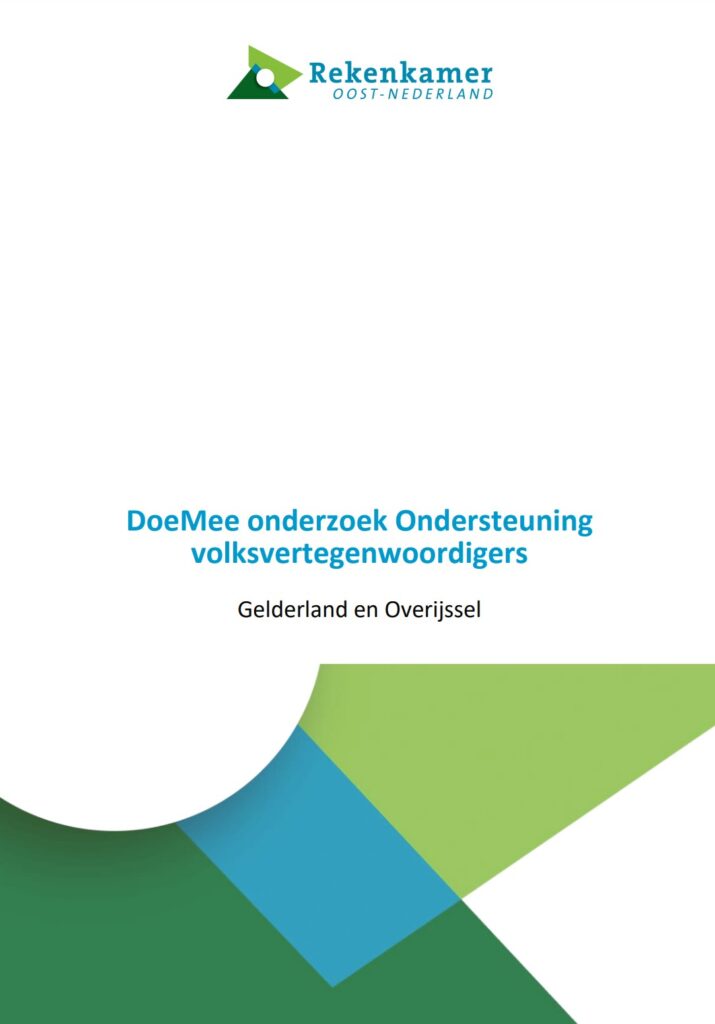 Omslagafbeelding publicatie Doemee onderzoek ondersteuning volksvertegenwoordigers. Gelderland en Overijssel.