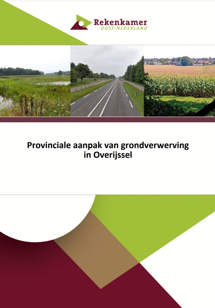 Omslagafbeelding publicatie provinciale aanpak grondverwerving in Overijssel. Op de foto o.a. maisveld een provinciale weg.