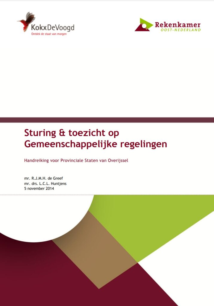 Omslagafbeelding rapport: Handreiking voor Provinciale Staten van Overijssel. Titel: Sturing en toezicht op gemeenschappelijke regelingen