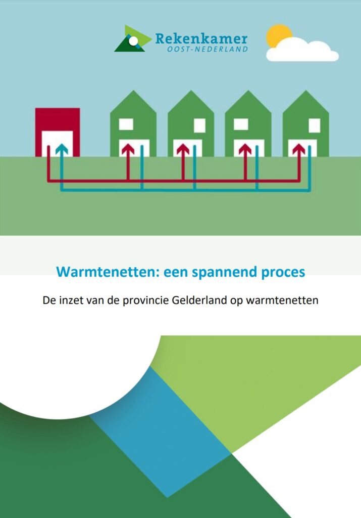 omslagafbeelding publicatie, de inzet van de provincie Gelderland op warmtenetten, titel warmtenetten: een spannend proces